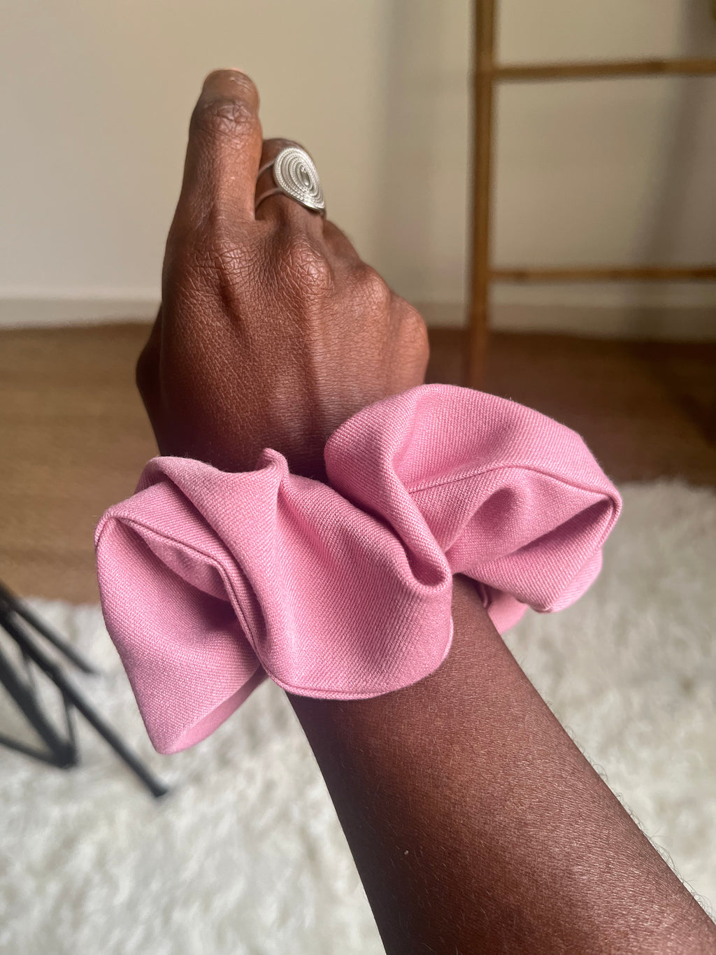 Pétale- Chouchou en coton tissé rose