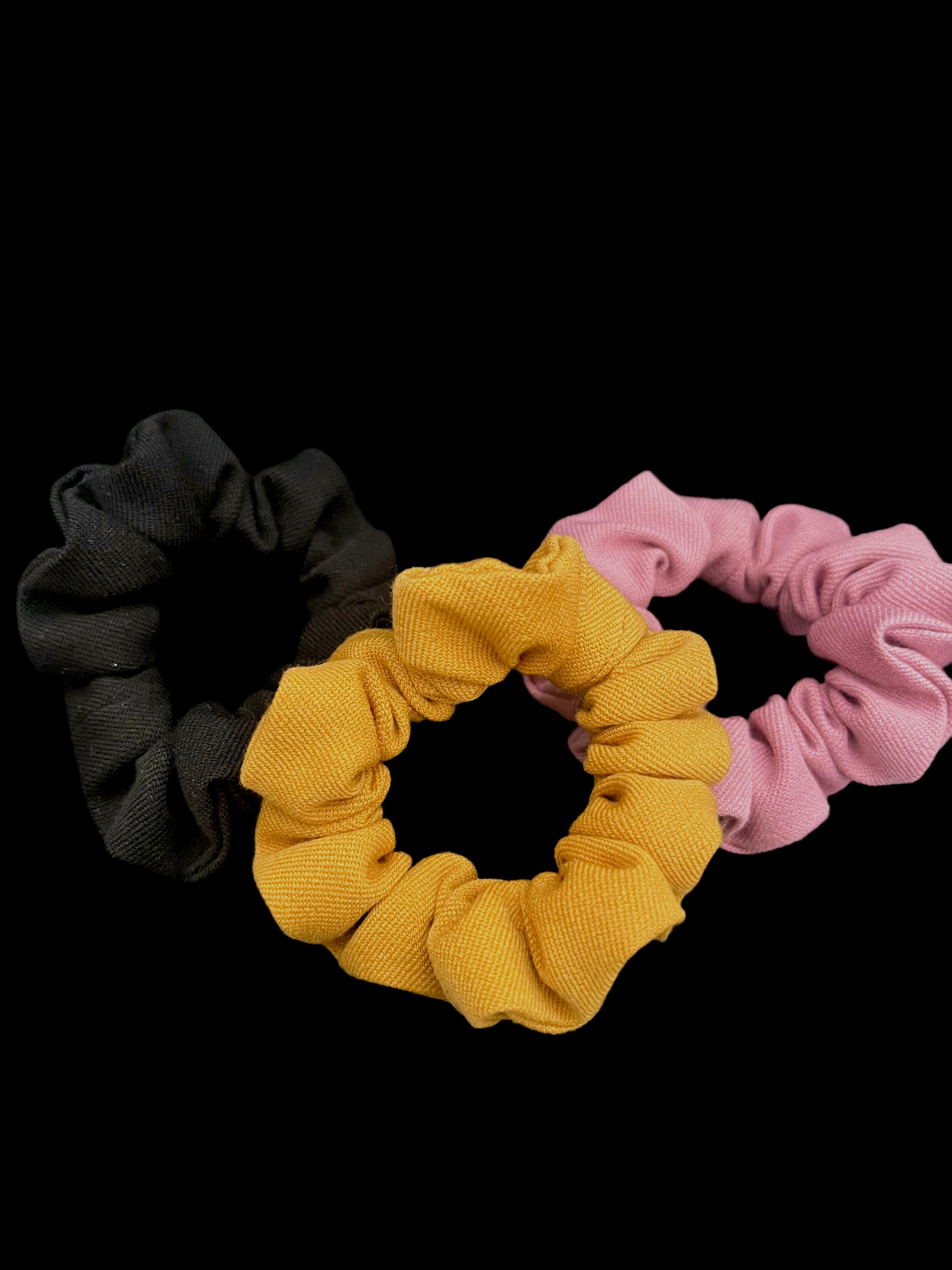 Ebène mini- Chouchou Coton tissé noir