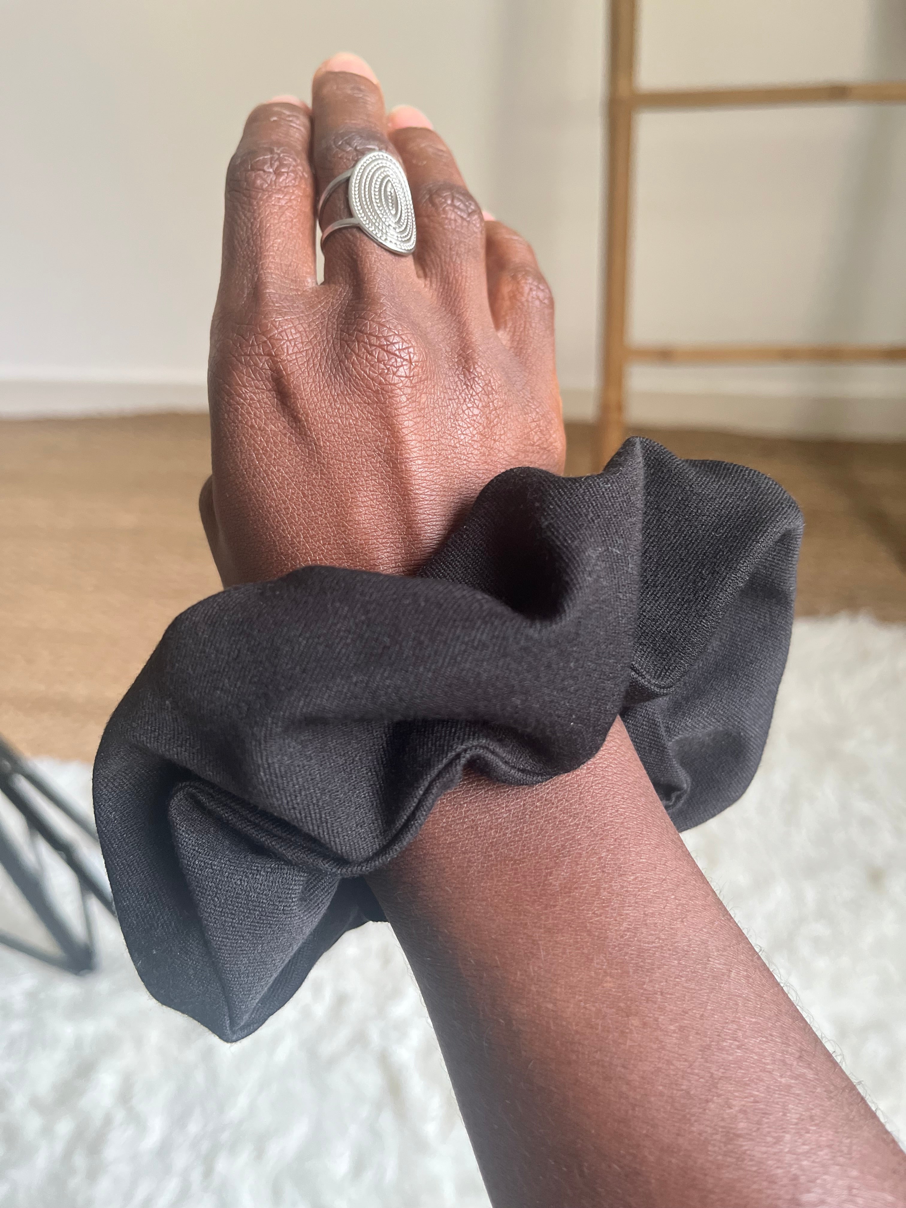 Ebène- Chouchou Coton tissé noir