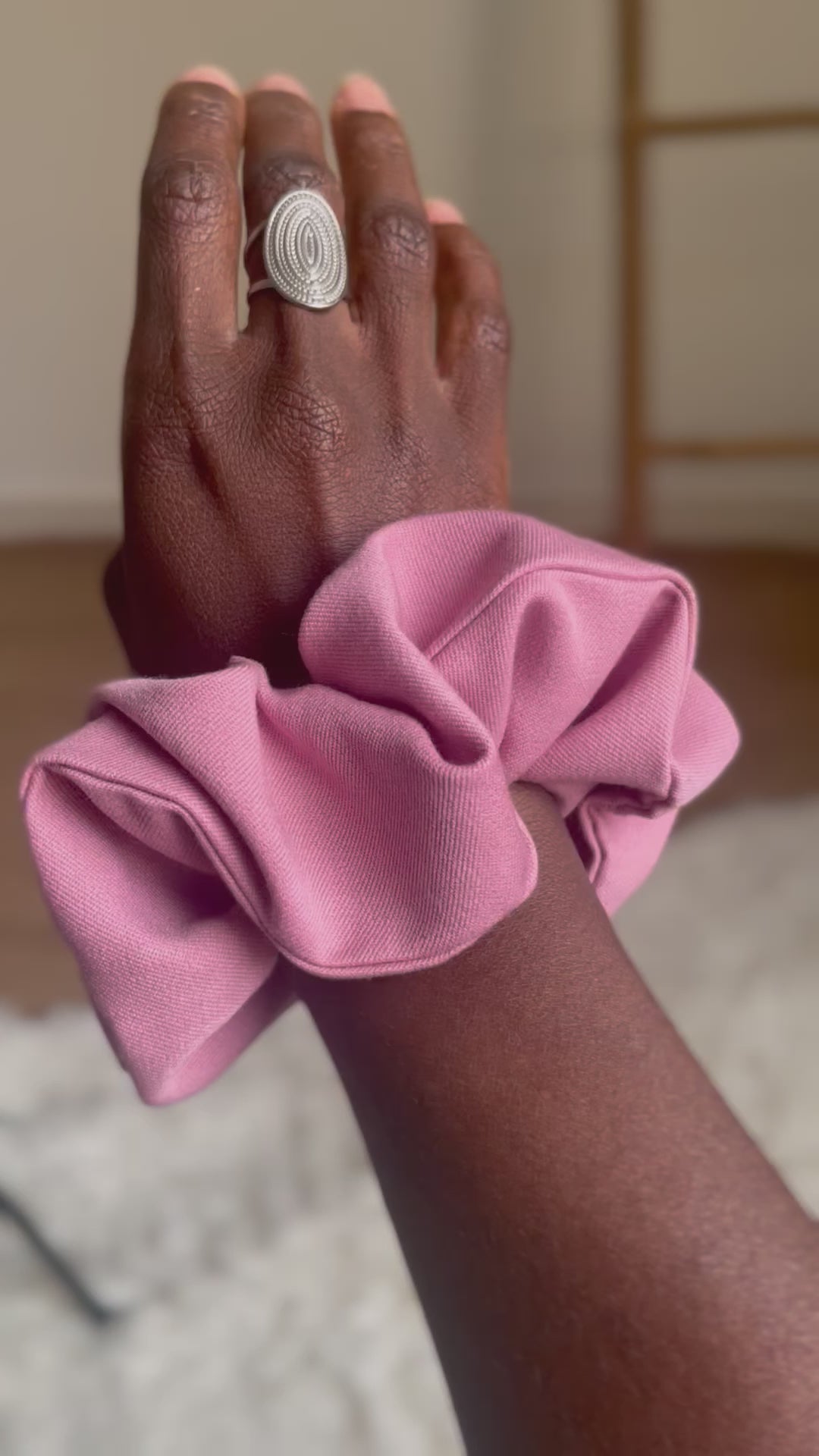 Pétale- Chouchou en coton tissé rose